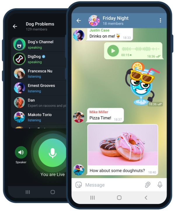Telegram 安卓与 iOS 手机界面展示